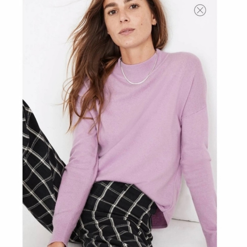 NWT Madewell Vibrant Lilac Merino Wool Alpaca Blend Ashbury Mock Neck Sweater S